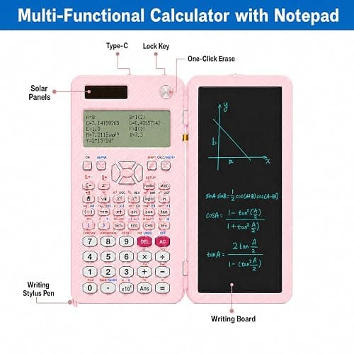 iPepul Scientific Calculators with Notepad for Students，552 Functions | Type-C Rechargeable Solar Math Calculator, 5-Line Display，School Supplies for Middle School, High School & College Students thumbnail 2
