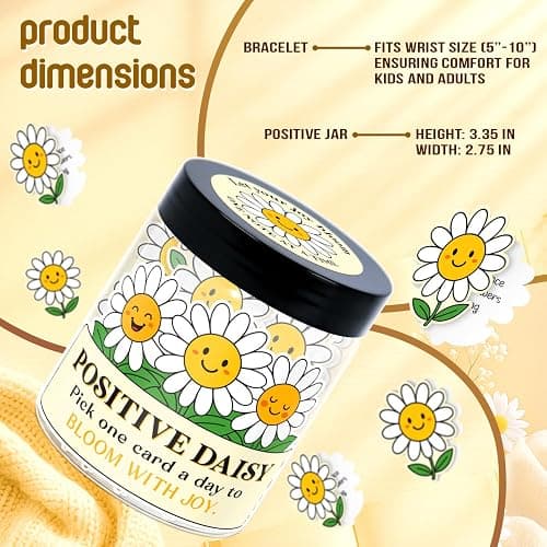 Daisy Gifts For Women - Positive Daisy Cards Jar, 60 Daily Affirmation Cards for Women, Coworkers - Emotional Support Daisys - Motivational Desk Décor, Uplifting Affirmations to Cheer Someone Up thumbnail 4