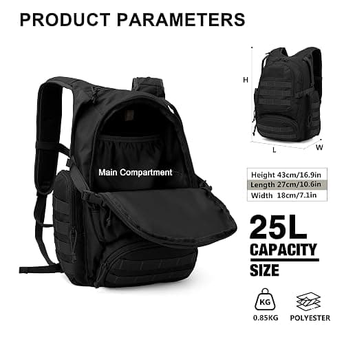 Mardingtop 25L Tactical Backpacks Molle Hiking daypacks for Camping Hiking Military Traveling Motorcycle thumbnail 2