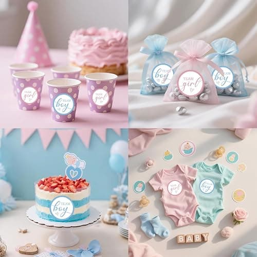 SerpizePaty 60pcs Team Boy or Girl Gender Reveal Stickers | 2 Inch Pink or Blue Baby Shower Stickers, Gender Reveal Decorations for Party Games Supplies thumbnail 5