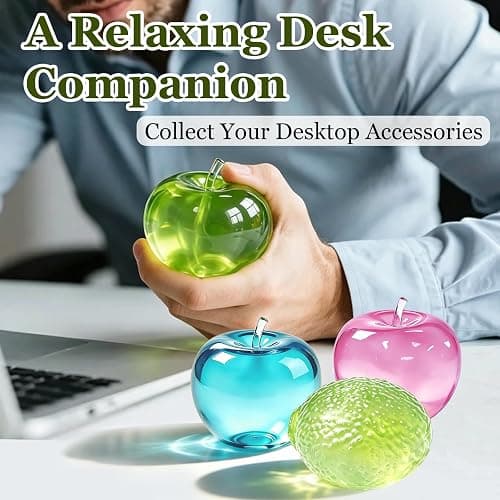 Green Apple Squishy, 1 Pack Clear Slow Rising Stress Ball for Adults | Crystal Clear Fruit Squishy, Desk Fidget for Stress Relief, Easy to Clean for Office Desks, Travel thumbnail 3