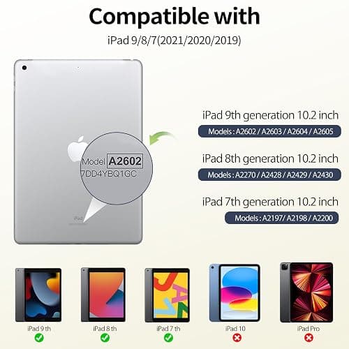 JKSML Case for iPad 9th/8th/7th Generation 10.2 Inch, Case with Pencil Holder for iPad 9/8/7 2021/2020/2019, Hard Back Cover, Auto Wake/Sleep, Cream White thumbnail 2