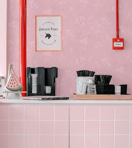 Lativo Silk Pink Peel and Stick Wallpaper Embossed Floral 511in 17.7in | Textured Vinyl Wallpaper,Self Adhesive Removable,Perfect for Bedroom Girls Kids Room,Gift Paper,Easy to Use thumbnail 6