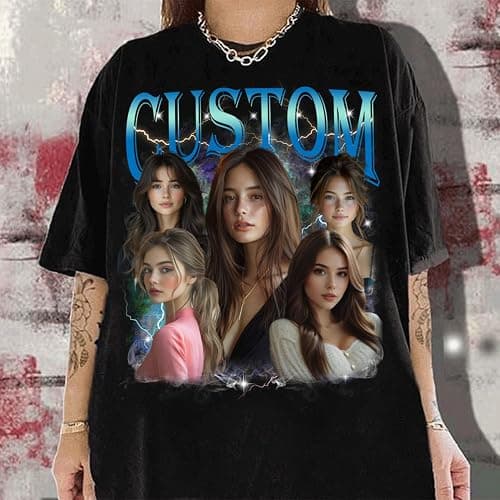 NAZENTI Custom Bootleg Rap Tee, Custom T-Shirts with Picture, Retro Custom Bootleg, Valentine's Gifts for Him Her thumbnail 2