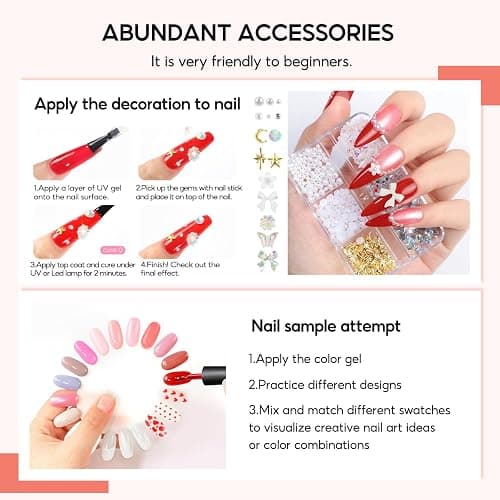 Peacecolor 83Pcs Gel Nail Polish Kit with U V Light and Drill, 56 Colors All Seasons Soak Off Gel Polish Set Cat Eye Gel with Matte/Glossy Glitter Base Top Coat Manicure Nail Kit Gifts for Women Girls thumbnail 7