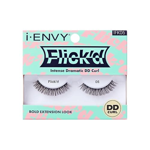 i-ENVY Flick'd D-Curl Strip Lashes Volume Bouncy Natural Clear Band Cat Eye Dramatic Trendy Extensions Reusable Eye Lashes - Image 1