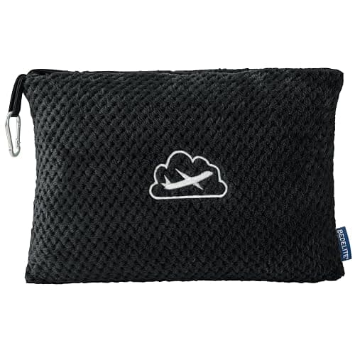BEDELITE Travel Blanket with Bag, Ultra-Soft Jacquard Fleece Blanket with Luggage Sleeve & Backpack Clip, Airplane Blanket Travel Essentials, Black - Image 1