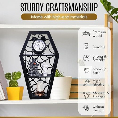 CEFLITECO Spider Web Coffin Shelf - Vintage Haloowen Decor for Bathroom and Kitchen - Gothic Furniture for Countertop Stand - Goth Accessories Spooky Wall Decor - Witchy Gifts for Women thumbnail 3