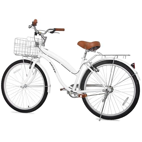 WEIZE Beach Cruiser Bike, 24 & 26 inch Commuter Bicycle for Adult Men and Women,High-Carbon Steel/Front & Rear Fenders, Comfortable City Bikes with Rear Rack or Basket, Ergonomic Upright Design thumbnail 7