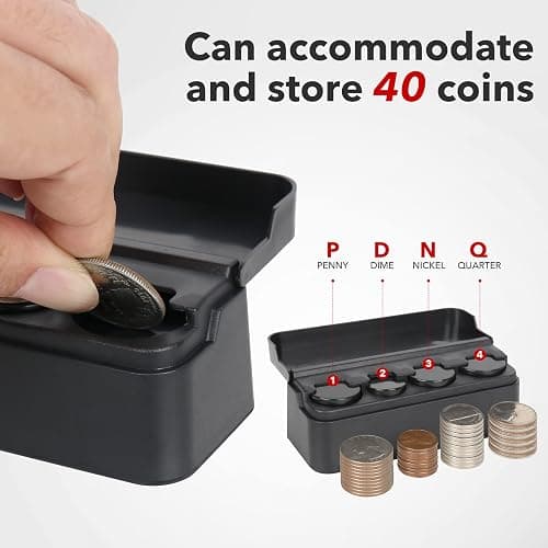 SINGARO Coin Holder for Car, Coin Change Organizer Compatible with Coins of Different Sizes, Dash-Mounted Holder Suitable for Most Cars, Trucks(Black) thumbnail 4