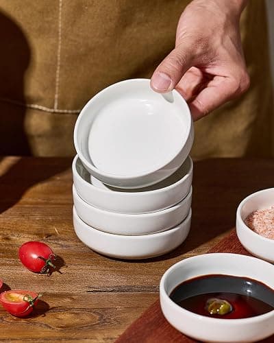 famiware Ceramic Soy Sauce Dish, 4oz Dipping Bowls Set of 6, White | Individual Dip Sauce Cups/Bowls/Dishes/Plates, Small Serving Bowls for Side Dishes, Condiments, Sushi, Appetizers, Dessert thumbnail 4