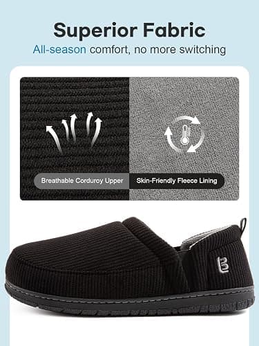 LongBay Men's Slippers Two Tone Comfy Memory Foam Slip-On Indoor Outdoor House Shoes Bedroom Loafers thumbnail 5
