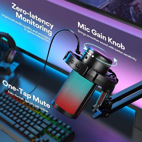 MAONO Gaming USB Microphone, Noise Cancellation Condenser Mic with Mute, Gain, Monitoring, Boom Arm Mic for Streaming, Podcast, Twitch, YouTube, Discord, PC, Computer, PS4, PS5, Mac, GamerWave DGM20S thumbnail 4