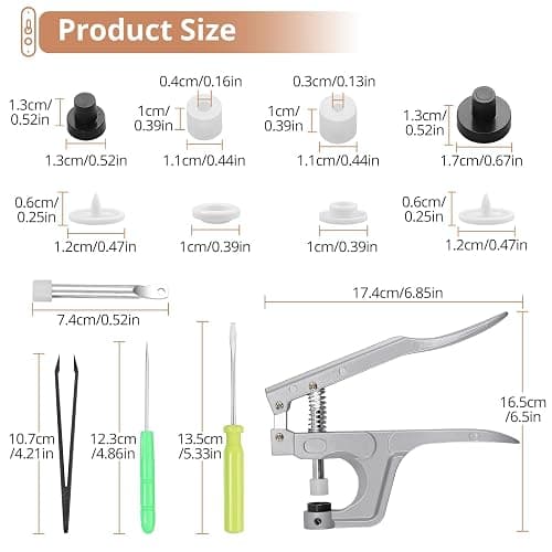 Kamtop Snaps and Snap Pliers Set, 120 Sets T5 Plastic Snap Buttons White, Snap Fasteners Press Pliers Snaps Starter Kit Setter Tool for Clothes Sewing Bibs Rain Coat DIY Crafting thumbnail 2