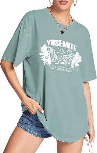 CSDAJIO Women's Graphic Oversized Tshirt Vintage Half Sleeve Round Neck Baggy Tee Summer Casual Tunic Shirt thumbnail 4