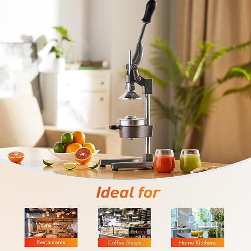 CO-Z Hand Press Juicer Machine, Manual Orange Juicer and Professional Citrus Juicer for Orange Juice Pom Lime Lemon Juice, Commercial Lemon Squeezer, Easy to Clean, Gray thumbnail 7