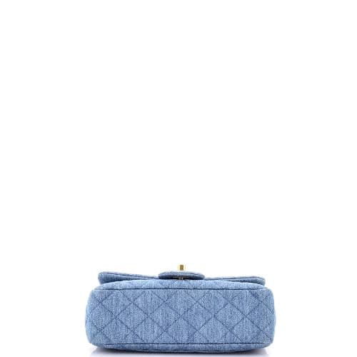 Chanel, Pre-Loved Pearl Crush Flap Bag Quilted Denim Mini, Blue thumbnail 4