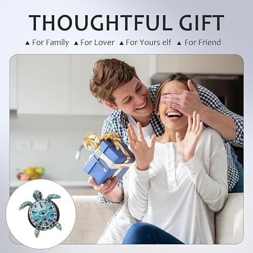 2PCS Beach Car Accessories, Crystal Cute Turtle Air Fresheners Diffuser Vent Clip, Bling Tortoise Car Air Vent Clips, Comes with 2 PCS Black Cars Air Vent Clips(Blue) thumbnail 4