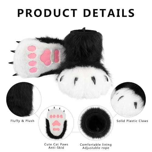hbbhml Animal Fuzzy Slippers Bear Cat Wolf Dog Fox Fursuit Feet Paw Claw Shoes Furry Boots Costume Accessories for Adult Kids | Animal, Furry, Costume, Boots, Shoes, Paw, Claw, Bear, Cat, Wolf thumbnail 5