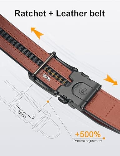 JUKMO 1.5" (38mm) Leather Ratchet Belt for Men in Gift Box thumbnail 3