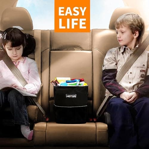 HOTOR Car Trash Can with Lid and Storage Pockets - 100% Leak-Proof Organizer, Waterproof Garbage Can, Multipurpose Trash Bin for Car, 2 Gallons, Black - 2 Gallons - Black thumbnail 8