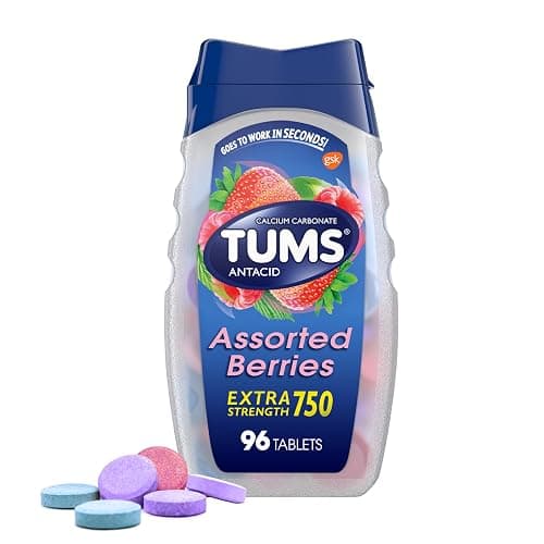 TUMS Extra Strength Assorted Berries Antacid Tablets for Heartburn Relief, 96 count - Image 1