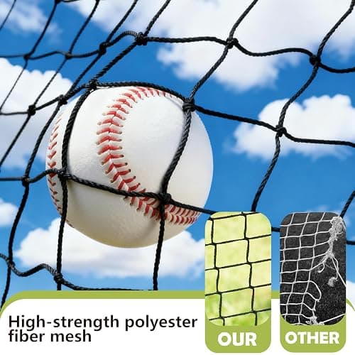 IDEATRY Baseball Batting Cages for Backyard - 22FT/30FTx 12FTx 8FT Portable Practice Softball Cage Net and Frame with Pitching Machine Hole, 12.7MM Fibreglass Poles and Carry Bag thumbnail 4