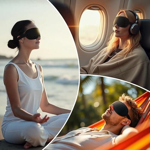 2025 Innovative Sleep Mask for Men and Women, Trilancer 3D 100% Light Blocking Design, Comfortable Eye mask, Blackout Blindfold for Sleeping, Nap, Meditation, Travel, with Earplugs (Black) thumbnail 4