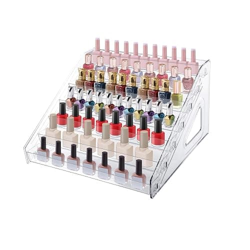 7 Layers Nail Polish Organizer Holder Rack, Clear Display Rack for Cosmetics Sunglasses Essential Oil, Stand Makeups Storage Case Eyeglasses Shelf Lipsticks Holder - Image 1