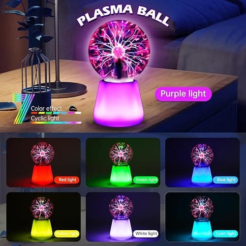 Boruibyr Plasma Ball Lamp Interactive Touch Lightning Globe 3 Inch Fun Lamp USB Powered 7 Color Changing Lights Mood Lighting Party Prop Gifts Space Decor Desk Decor. thumbnail 3