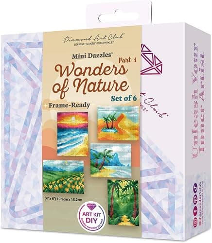DIAMOND ART CLUB Mini Dazzles - Wonders of Nature Part 1, Fun DIY Diamond Painting Kit for Adults, Diamond Art Canvas for Beginners, 4" x 6" (Pack of 6) - Image 1