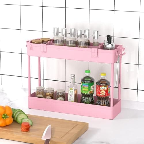 SPACELEAD Slim Storage Cart 3 Tier,Bathroom Organizer Rolling Utility,Mobile Shelving Unit Slide Out for Office, Kitchen, Laundry Room & Narrow Places,Pink - Pink thumbnail 6