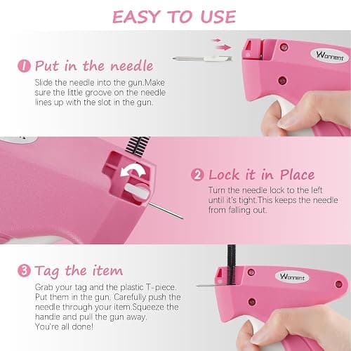 Stitch Gun for Clothes Stitchy Tagging Gun for Clothing Stitchy Quick Clothing Fixer -Includes 1,000 Black Fasteners & 1,000 White Fasteners & 6 Needles(hotpink+White) thumbnail 5