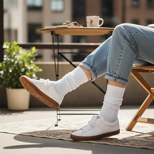 SURGETIDE 3 Pairs Slouch Socks for Women & Men, Ribbed Scrunch Crew Socks | 3-pair cotton-rich ribbed slouch socks for women and men, thick scrunch crew socks for boots, sneakers and lounging. thumbnail 2