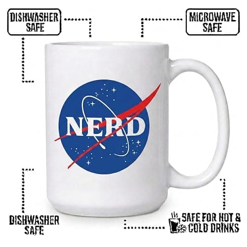 Artisan Owl NASA NERD Mug - 15oz Large Funny Coffee Cup for Science Lovers, Space Enthusiasts, Nerd Gifts, Scientists, Engineers & STEM Students thumbnail 4
