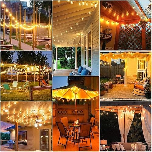 RTTY Outdoor String Lights 25ft, G40 Led Patio Globe Lights with 13pcs Plastic Bulbs, Shatterproof Waterproof Connectable Hanging for Porch Cafe Bistro Backyard Gazebo Balcony Party - 25FT thumbnail 8