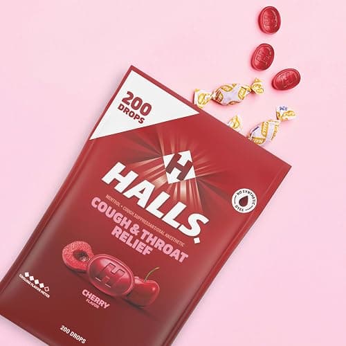 HALLS Cough and Throat Relief Cherry Cough Drops, Bulk Pack, 200 Drops thumbnail 8