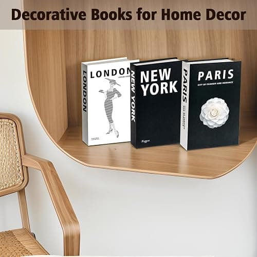 Decorative Books for Home Coffee Table Decor with Stylish Bookshelf and Office Living Room Black and White Fake Books for Decoration Faux Stack Book (Set of 3) thumbnail 5