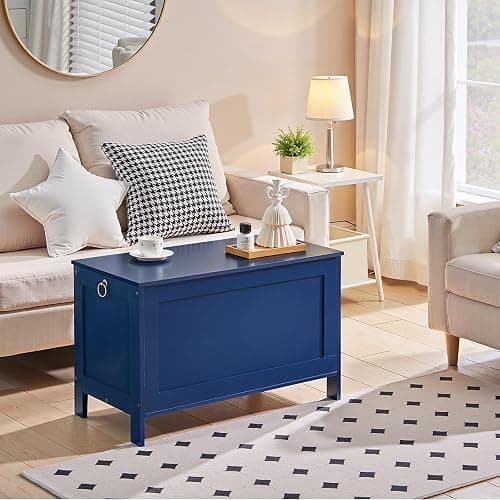 HOOBRO Toy Box, Retro Wooden Look Storage Chest with Safety Hinge, Entryway Storage Bench Supports 220 lb, 29.9 x 15.7 x 18.9 Inches Toy Chest Organizer, Easy Assembly (Blue) BU75CW01G1 thumbnail 4