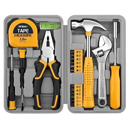 Hi-Spec Tool Kit Yellow 20pc. Small Tool Kit for Home DIY & Office Repairs. Compact and Lightweight Essential Tools in a Portable Book-Sized case. - Image 1