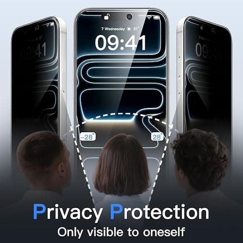 JETech Privacy Screen Protector for iPhone 17 Pro, 2-Pack | Anti-Spy Privacy Protection, Tempered Glass, Easy Installation Tool, Anti-Scratch Design thumbnail 3