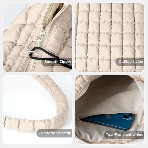 Puffer Tote Bag for Women Large Quilted Tote Bag Quilted Carryall Bag Soft Puffy Crossbody Bag Hobo Handbags Puff Purse thumbnail 7