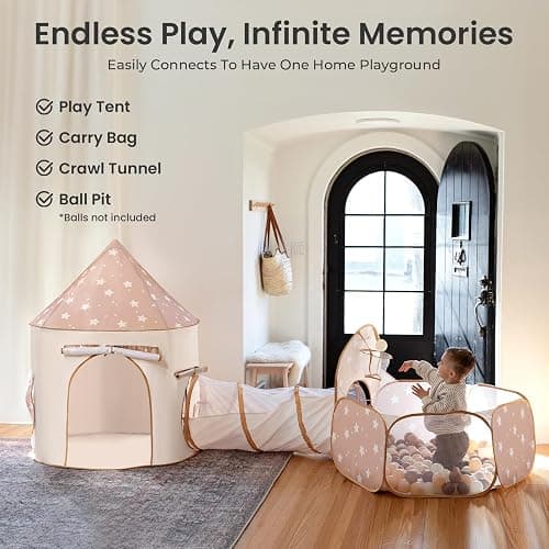 Tiny Land Kids Play Tent with Tunnel, Pop Up Play Tent with Ball Pits for Toddlers, Baby Tent with Carry Bag, Toddler Tents Indoor thumbnail 2