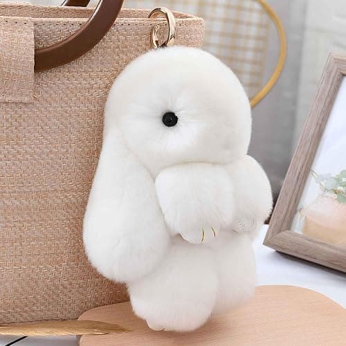 Fluffy Bunny Keychain Plush Lulu Bunny Keychain for Women, Soft Rabbit Cute Bag Charms for Easter Birthday Gift thumbnail 4