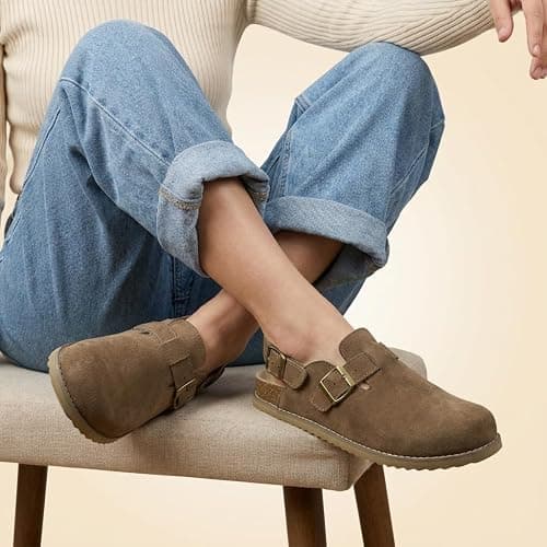 CUSHIONAIRE Brooklyn Genuine Suede Slingback Clogs for Women with Buckle | Casual Shoes thumbnail 7