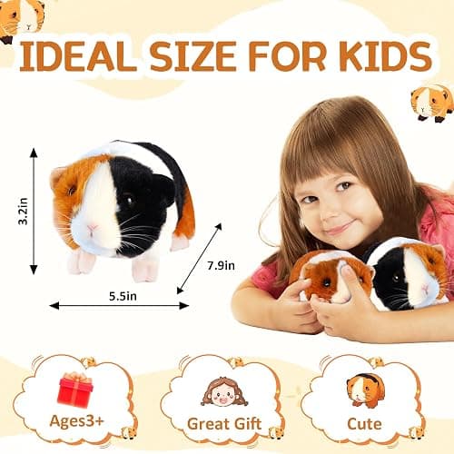 Mushplushies Guinea Pig Stuffed Animal, Cute Guinea Pig Plush for Kids, Realistic Stuffed Animals Small Live Animals Toys for Boys Girls Children's Christmas Birthday Gifts(Multicolor) thumbnail 2