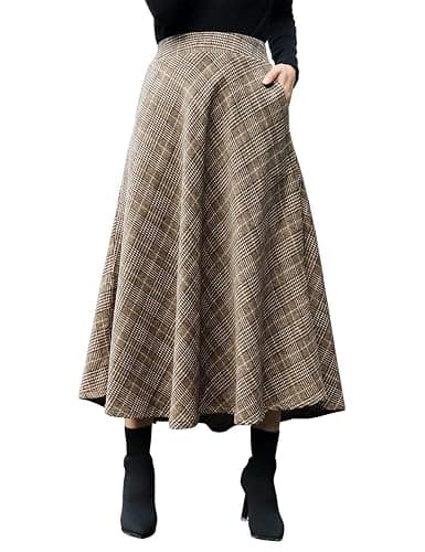 Plaid Wool Skirts A-Line Pleated thumbnail 3