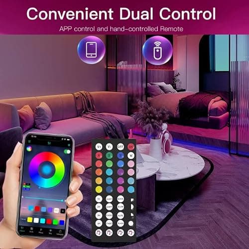 Baeyateda Battery Operated LED Strip Lights 26ft RGB Color Changing, Music Sync, Remote & App Control for Bedroom, Party, TV, Decor (26ft) thumbnail 3