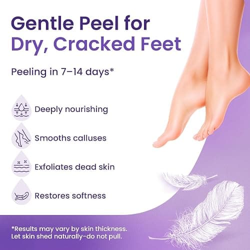 Foot Peel Mask for Hard Skin (6 pairs) Foot Mask for Cracked Heel Solution, Dry Feet Care with Lavender & Shea Butter, Dead Skin Remover, Exfoliating Socks for Women & Men, One Size Fits Most thumbnail 2