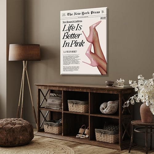 Trendy Baby Pink Poster 70s Canvas Prints The New York Press Wall Art Life Is Better in Pink Hot Girl Posters Preppy Aesthetic Decor Bedroom for Cool Girly Room Home Dorm 12x16inch Unframed thumbnail 6